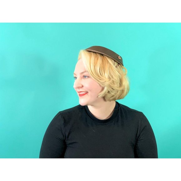 Vintage 1950s Brown Hat Tweed Neumann Endler Textured Wool Beret - Picture 6 of 10